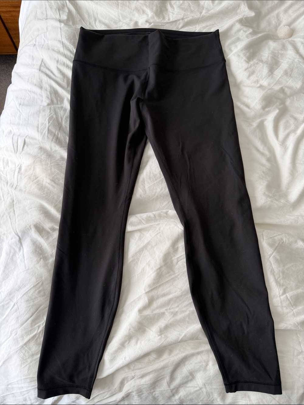 Black Lululemon Wunder Train Olympics Leggings with Cream Reflective Graphic
